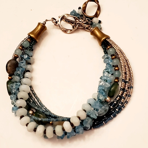 Multi-Strand Blue Bead & Gemstone Bracelet by SILPADA .925 toggle - Picture 8 of 8